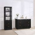 thumbnail image 3 of Cadiz 48" Single Vanity in Fir Wood Black with Composite top in Lightning White, 3 of 18