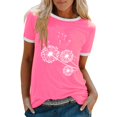 thumbnail image 1 of Mode Femme Décontractée Imprimé Col Rond T-shirt Manches Courtes Ample Blouse Chandail, 1 of 9