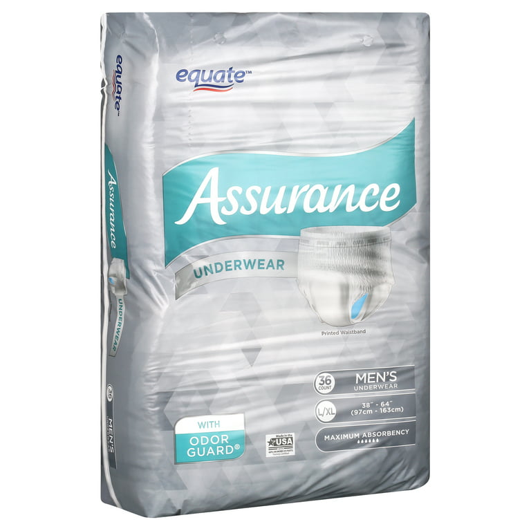 76 Count (4 Pack x19 Count) Assurance Men Incontinence Underwear Max Absorb  S/M
