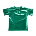 thumbnail image 3 of TiaoBug Kids Girls Shiny Metallic Short Sleeve T-Shirts Hip Hop Jazz Sports Dance Tops Green 7-8, 3 of 5