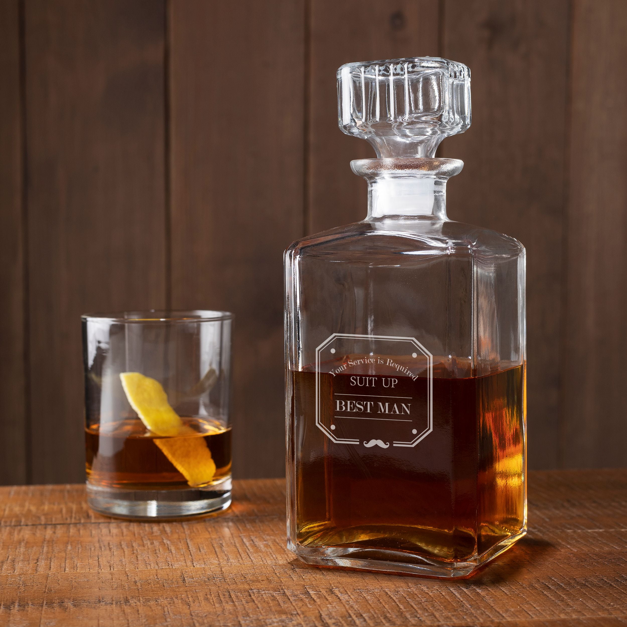 Best Man 34 oz. Glass Decanter, Whiskey Design