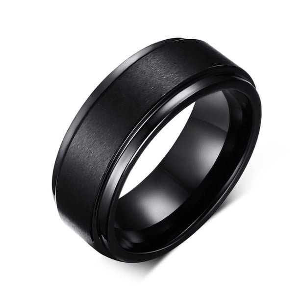 Anillos Para Hombre BASIC 8MM Band Negro Puro Carburo De Tungsteno Hombres Joyería Aneis Bague