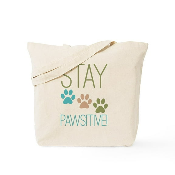 CafePress - Stay Pawsitive Tote Bag - Unisex Canvas Tote Bag, Beige, 1-Piece