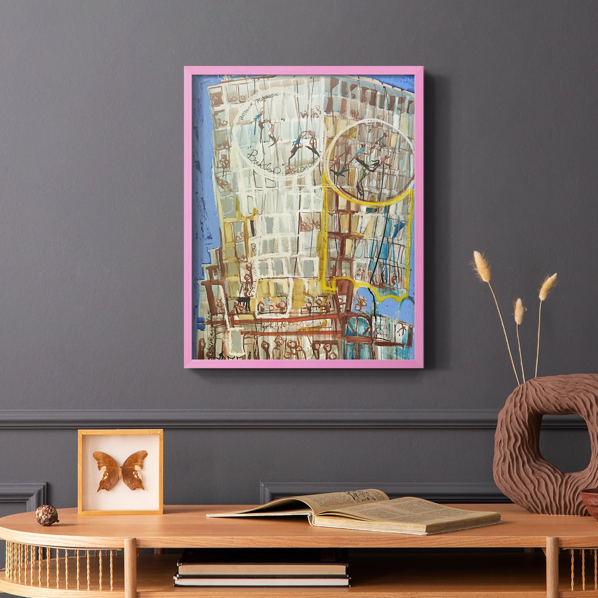 Bandaloo I Framed Print in Pink Solid Wood Framed Print No Nail Hanging
