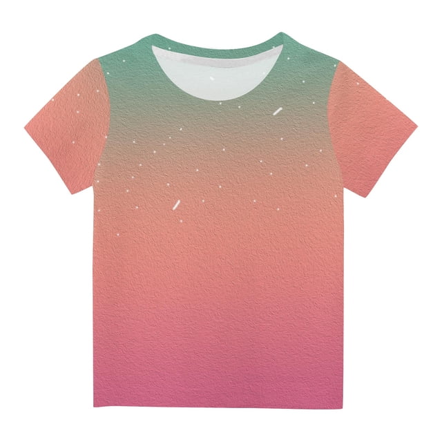 Penkiiy Chemises Dégradées pour Enfants T-Shirt Graphique à Manches Courtes Col Rond Crop Top T-Shirt Fille et Garçon Tee 5-6 Ans Multicolore