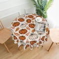 thumbnail image 4 of Fall Tablecloth Round 60 Inch Burnt Orange White Pumpkins Leave Table Cloth,Stain Resistance Polyester Thanksgiving Day Harvest Table Covers for Kitchen Dining,Small Tablecloth for Party Picnic, 4 of 6