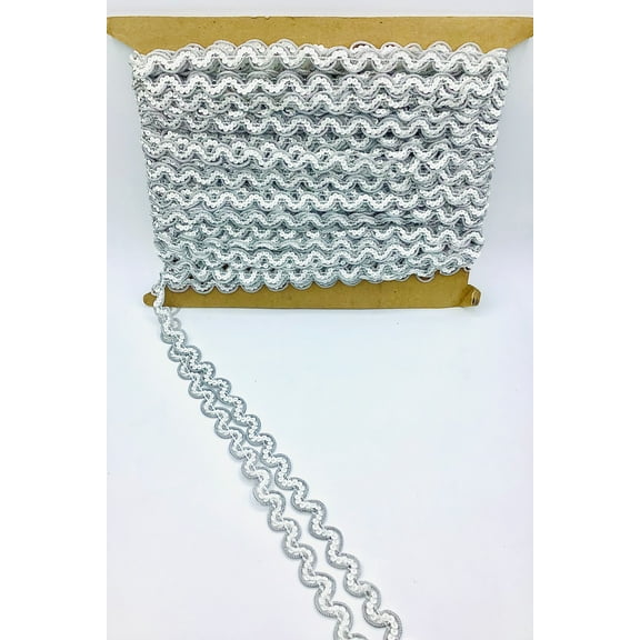 White/Silver 1/2" Ric Rac Sequin Trim
