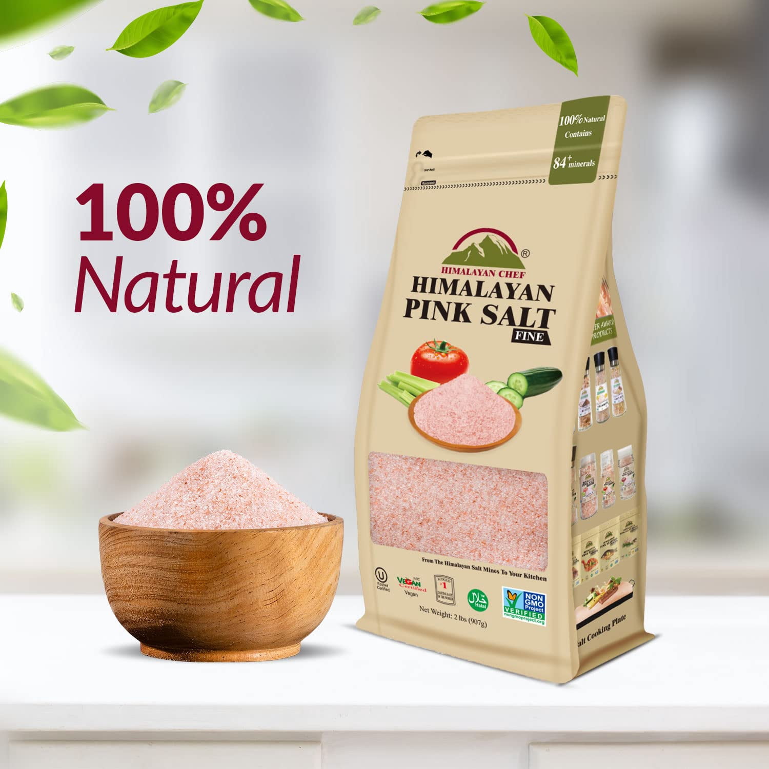 SALT 84 Pink Salt, Fine Grain, Natural and Pure Salty Flavor, 1 lbs Pack of 12 (Net Weight 12 lbs)
