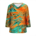 thumbnail image 5 of Xuyuer 3/4 Length Sleeve Womens Tops V Neck T Shirts Dressy Casual Pleated Spring Summer Fashion Loose 2026 Work Blouses, 5 of 5