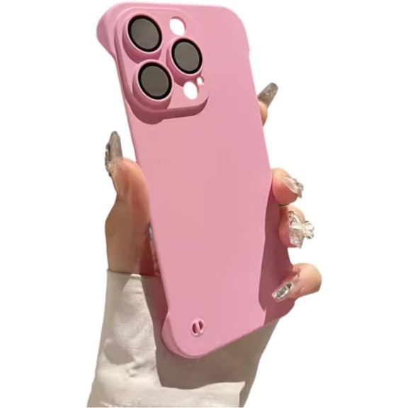 Designed for iPhone Case,Borderless Thin Matte Hard PC Frameless Shockproof Protective Cover Phone Case (Pink,iPhone 12 Pro)