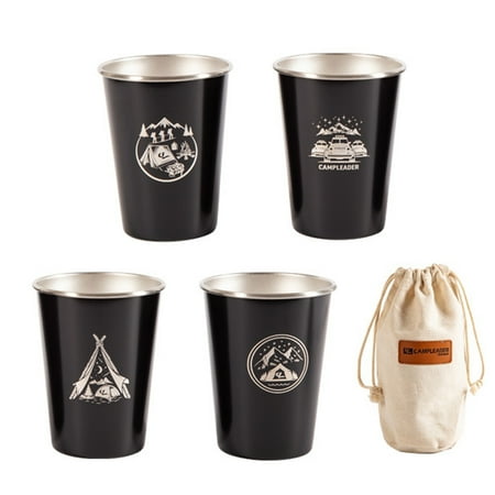 

Ekeka Clearance ! 4pcs 350ml Water Mugs Outdoor Camping With Storage Bag Beer Cup Stainless Steel