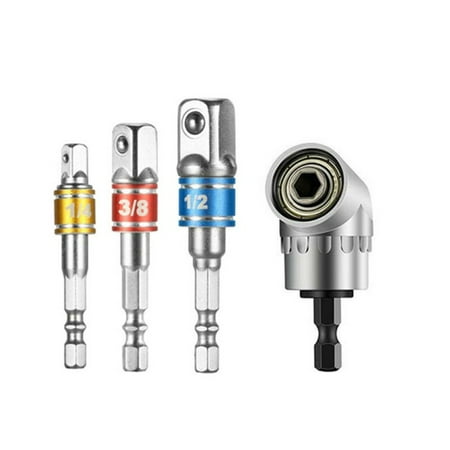 

BCLONG 4* Right Angle Drill Adapter Connect Shank Impact Driver Extension Hex Bit Bend