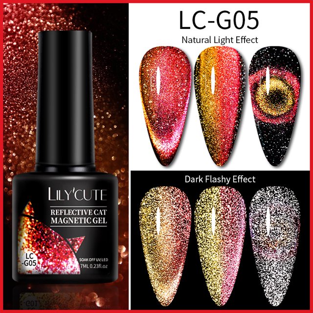 LILYCUTE 7ml Reflectante Gato Gel Magnético Soak Off Esmalte De Manicura UV Barniz De Uñas Arte