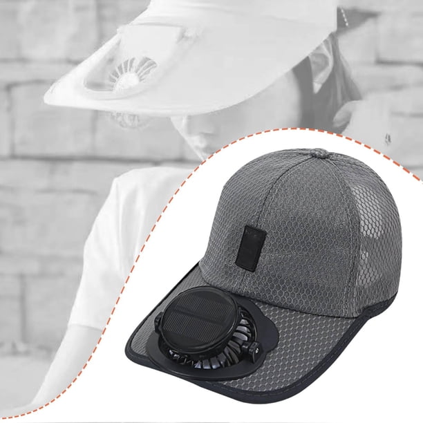 Gorra con ventilador solar, protección solar, gorra béisbol para senderismo y pesca al libre. Gris oscuro