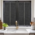 thumbnail image 3 of Black Burlap Texture Window Privacy Film, Farmhouse Vintage Black Static Cling UV Sun Blocking Tint Film Heat Control Windows Films for Bedroom Bathroom, Window Stickers 17.7"x39.3", 3 of 8