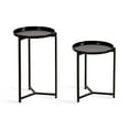 thumbnail image 5 of Kate and Laurel Aguilar Modern Round Plant Stand Set, Set of 2, Black, Transitional Two-Piece Accent Table Set for Use as Indoor or Outdoor Plant Risers, 5 of 10