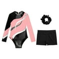thumbnail image 3 of YONGHS Kids Girls Long Sleeve Shiny Rhinestone Gymnastics Athletic Leotard with Shorts Hair Band Set Pink&Black 16, 3 of 7