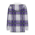 thumbnail image 5 of Women Full Zipper Plaid Jackets Fleece Solid Color Long Sleeve Hooded Coats Casual Thickened Thermal Outerwear Purple XL, 5 of 5