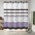 thumbnail image 6 of No Hook Shower Curtain, Purple Geometric Shower Curtains for Bathroom with See Through Top Window, Stripes Boho Spring Flowers Country Rural Waterproof & Washable Bath Curtain Long 72"x78", 6 of 9