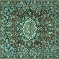 thumbnail image 1 of Ahgly Company Machine Washable Indoor Square Persian Turquoise Blue Traditional Area Rugs, 8' Square, 1 of 4