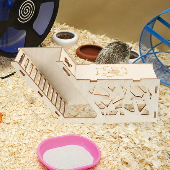 WHAMVOX Wooden Hamster Hideout Light Yellow Safe Shelter for Small Animals with Intricate Design 6.5 x 4.3 x 3.1 Inches