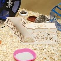 WHAMVOX Wooden Hamster Hideout Light Yellow Safe Shelter for Small Animals with Intricate Design 6.5 x 4.3 x 3.1 Inches