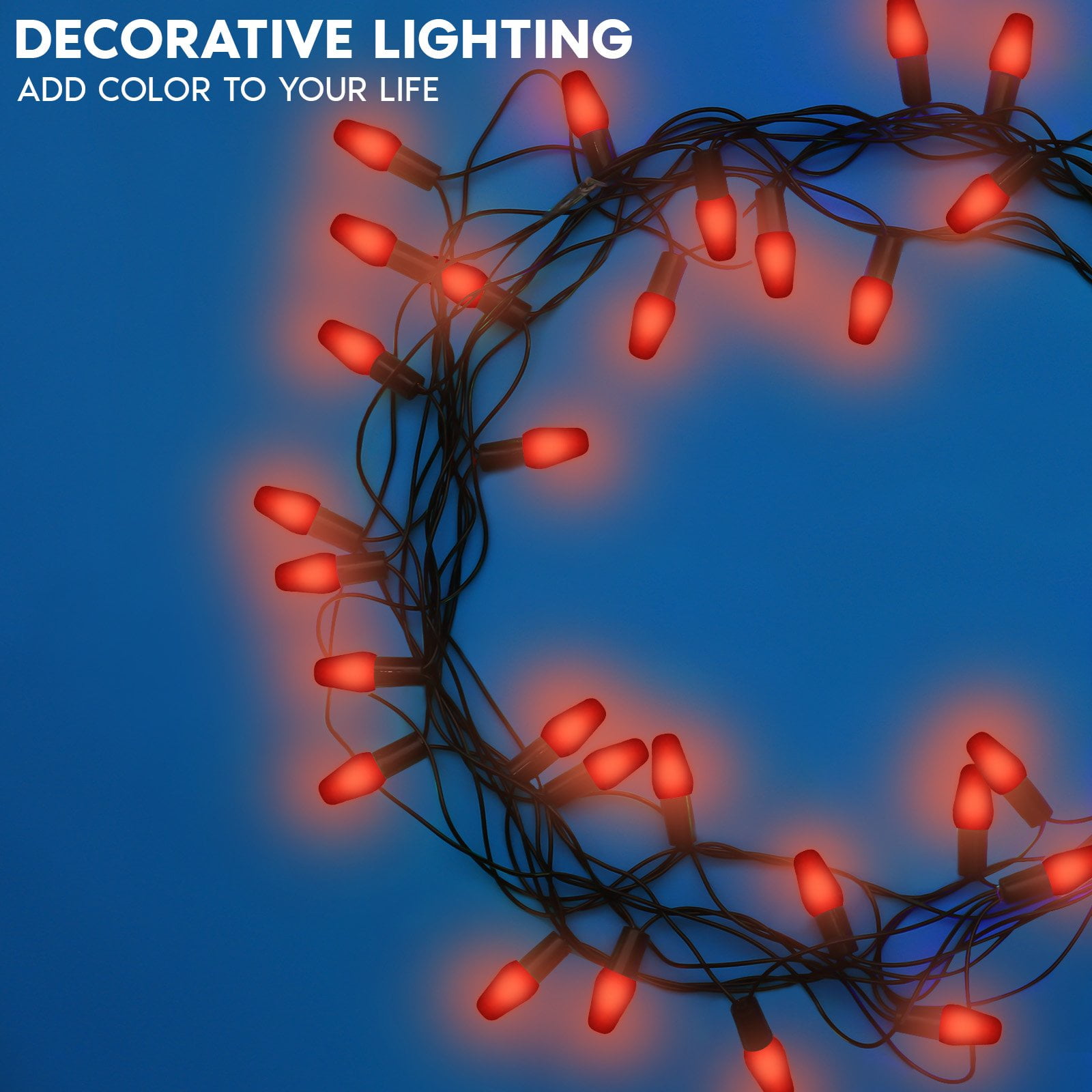 Luxrite 12-Pack C7 LED Red Replacement Light Bulbs for String Lights 0.5W Colored Bulb Enclosed Fixture Rated UL E12 Indoor Outdoor