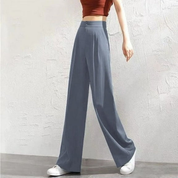 Women's Straight Leg Pants High Waisted Button Stretchy Business Work Casual Trousers Multiple Pockets Women Casual Pants with Pockets Womens Clothes Ladies Athletic Pants Women's Pants Cute Dressy