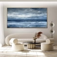 thumbnail image 3 of Abstract Ocean Oil Painting Seascape Canvas Textured Wall Art Hand-Painted Dark Blue Sky Clouds Painting Modern Living Room Decor,Unstretched,Frameless,(41*61cm)16*32Inches, 3 of 5