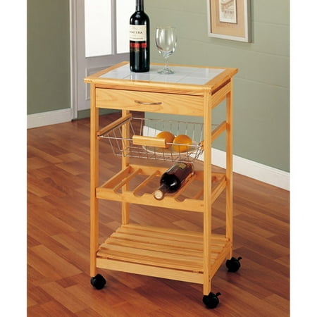 Neu Home Kitchen Cart with Basket, Pine