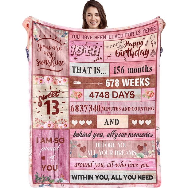 LHSHID 13 Year Old Girl Birthday Creative Blanket Gift 30x40in