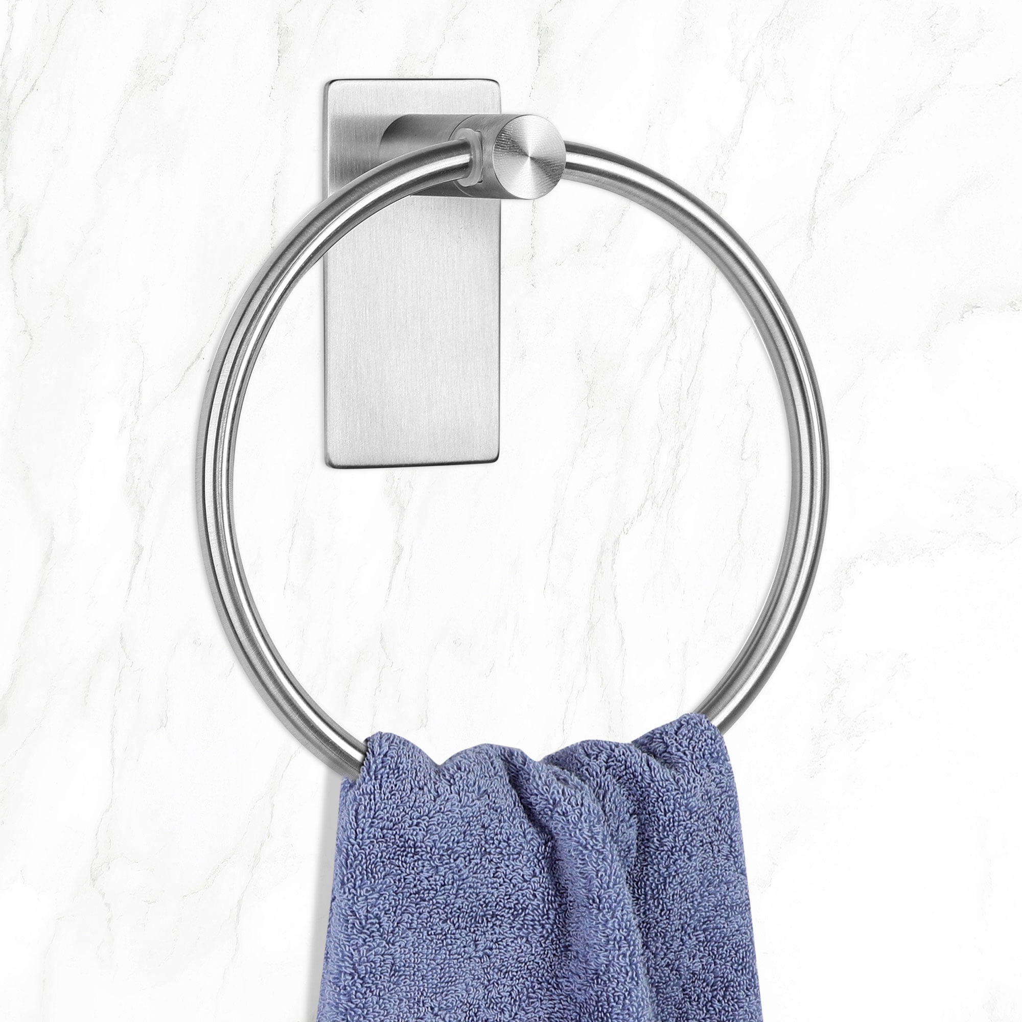 Hotbest Adhesive Towel Holder Towel Ring Self Adhesive Hand Towel Ring Stainless Steel Rustproof Bathroom Towel Holder Wall Mount, Size: Plating