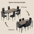 thumbnail image 3 of Dining Table Set for 6, Lofka 7 Piece Wooden Kitchen Table Set with 6 Upholstered PU Leather Chairs for Dining Room, Living Room, Apartment, Small Space,Gray, 3 of 8