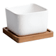 thumbnail image 1 of Maceta Cuadrada De Cerámica Con Base De Madera Xtellar Color Blanco, 1 of 3