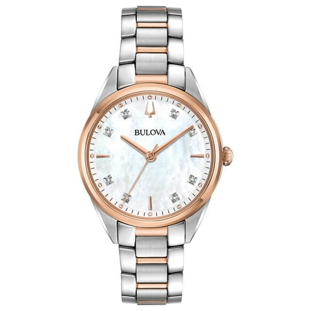 Bulova Women's Two-Tone Diamond Watch, Mother of Pearl Dial