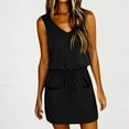thumbnail image 2 of QATAINLAV Womens Summer Dress Casual Sleeveless V Neck Mini Dresses Tie Front Waist Beach Coverups with Pockets Black S Camisas Para Hombres, 2 of 7