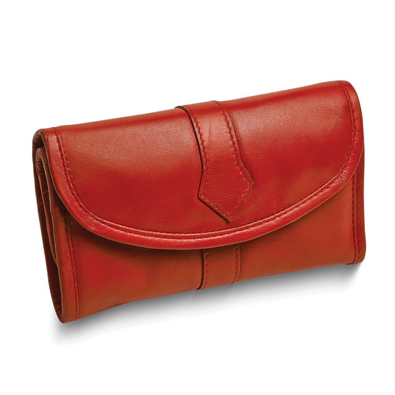 Red Leather Snap Closure Trifold Jewelry Clutch GM17740