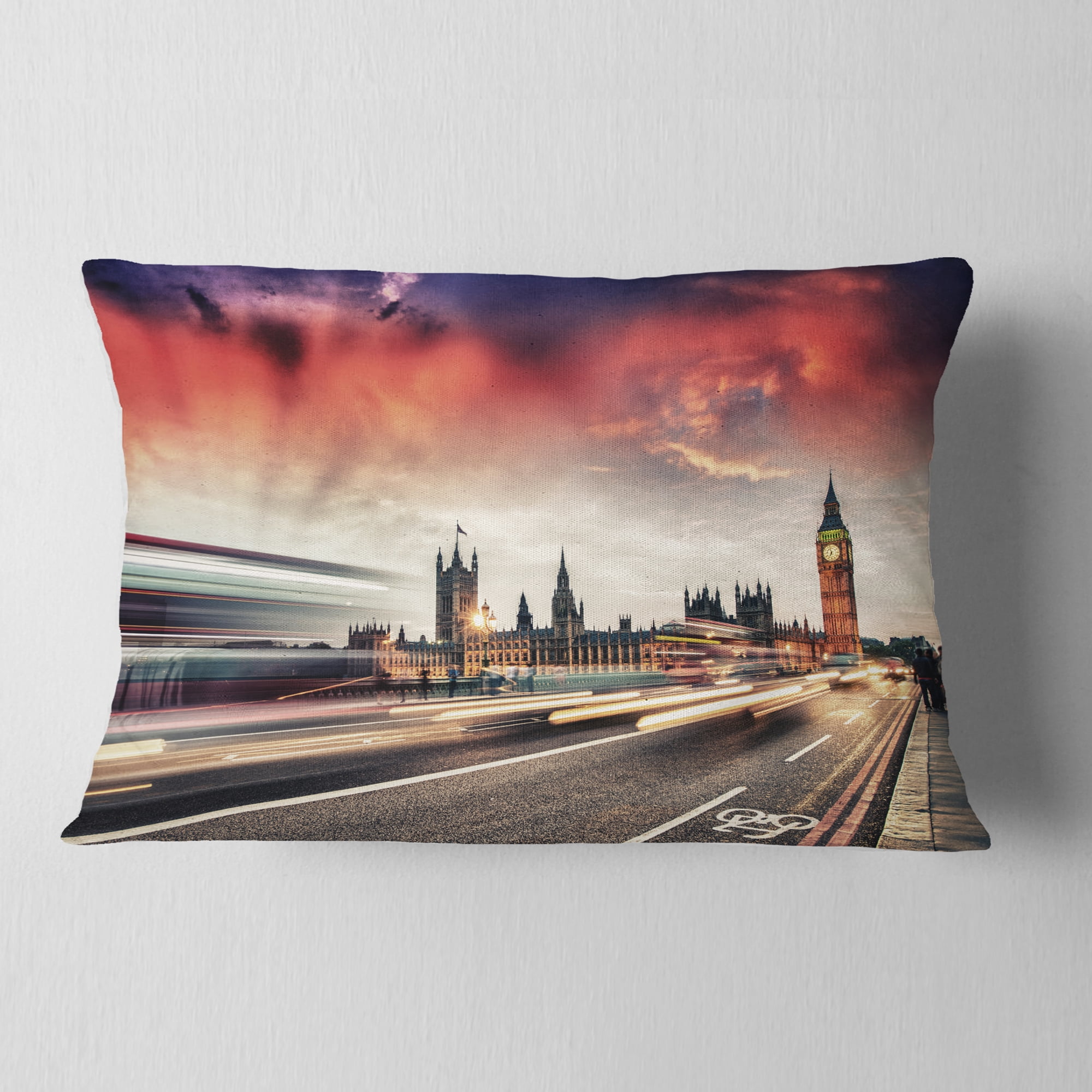 Designart London Westminster Bridge - Cityscape Photo Throw Pillow - 12x20