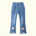 thumbnail image 4 of SDNall Kids Girls Bell Bottom Jeans Lace Hem Flare Denim Pants Fashion Cute Sweet Boe Flared Pants Trousers Jeans Pants Age:2-3Years, 4 of 9