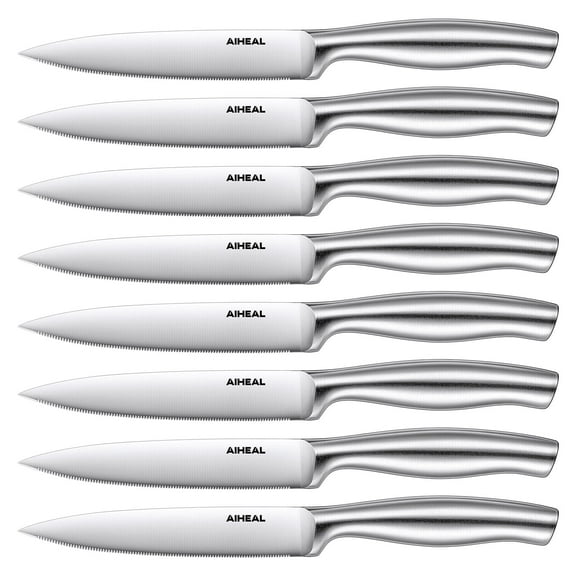 Steak Knives, Steak Knives Set of 8, Never Needs Sharpening, 4.5 Inch Micro Serrated Kitchen Knives