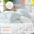 thumbnail image 2 of 3 Piece Teal Striped Duvet Cover Set Queen Size, Microfiber Comforter/Quilt Cover with Corner Ties and 2 Pillowcases, Modern Abstract Art Geometric All Season Soft Bedding with Zipper Closure, 2 of 8