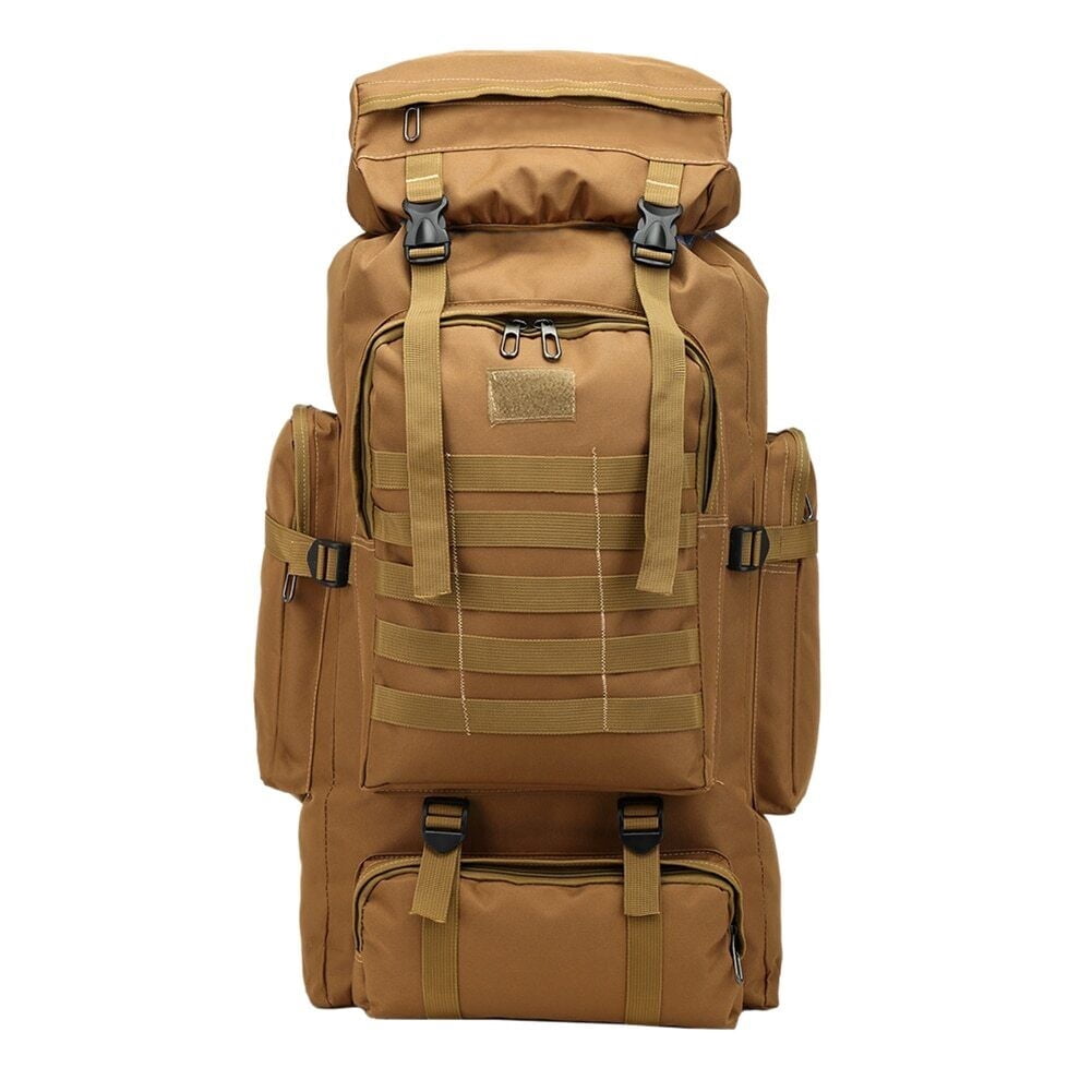 Boriyuan 80L Backpack, Large Capacity Waterproof Oxford Hiking Backpack, Outdoor Sport Shoulder for Camping Trekking (Khaki)