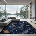 thumbnail image 2 of ODIKA 8'x10' Washable Area Rug Starry Planets Motif Planetary Stars Themed Large Nebula Galaxy Playful for Dining Room, Office, Lounge, Non-Slip Chair-Friendly Mat, 2 of 7