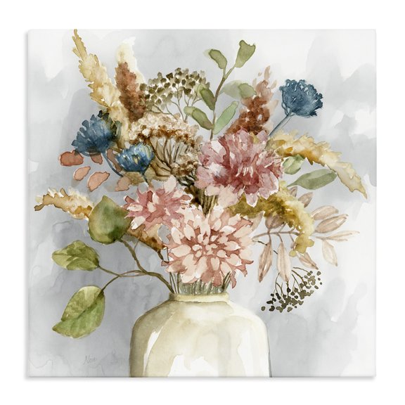 Stupell Industries Eclectic Wildflower Watercolor Bouquet Canvas Art, 30 x 30, by Nan