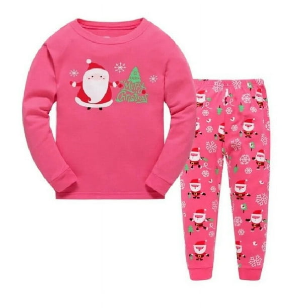 Conjunto de pijamas para chico, ropa para bebé, ropa de dormir para niña, ropa de dormir para niños, pijamas navideños de Papá Noel, conjunto de ropa de algodón 2-7T