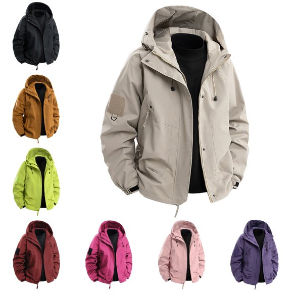Babcutegg Mens Lightweight Hooded Windbreaker Jacket Full Zip Casual Outdoor Coat with Pockets Pink Size XL