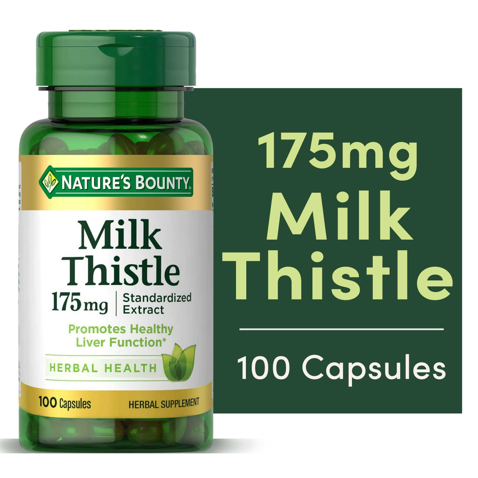 Nature's Bounty Milk Thistle Herbal Supplement 175 mg Capsules - 100 Count