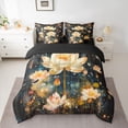 thumbnail image 2 of Manfei Chic Lotus Flower 7 Pieces Bedding Comforter Set,Country Plant Floral Full Bedding Set,Staryy Night Fitted Sheet Flat Sheet For Kids,Microfiber Bedroom Decor Reversible, 2 of 8
