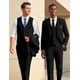 thumbnail image 2 of Traje WULFUL para hombre, ajustado, con un botón, 3 piezas, algodón negro, 2 of 9
