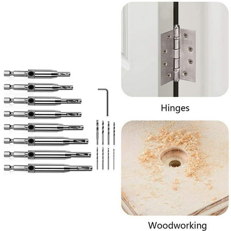 

17 Pcs Self Centering Clic Change Hinge Drill Bit Set Cabinet Woodworking Hole Hinge 5/64 7/64 9/64 11/65 5mm 13/64 1/4